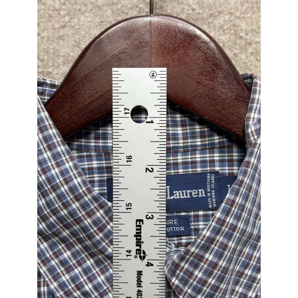 Ralph Lauren Men's Large Shirt 100% Cotton Long Sleeve Blair Button Plaid GUC - Picture 7 of 14